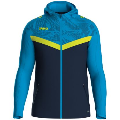 Afbeeldingen van Jas met kap Iconic marine/JAKO blauw/fluogeel